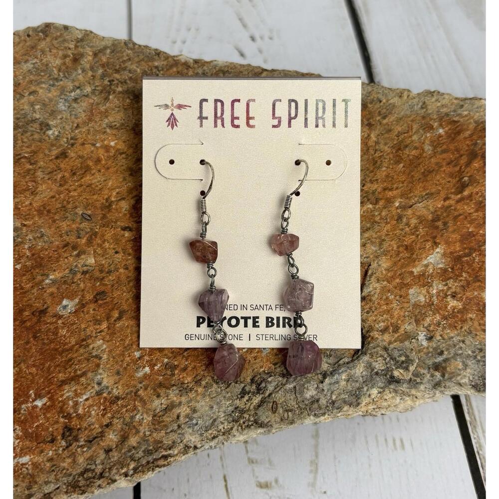 NEW Peyote Bird Sterling Silver Amethyst Beaded 1.75" Earrings J061‎